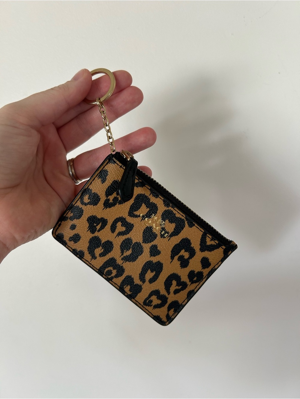 Coach Mini Skinny Leopard Print Leather ID Card Case